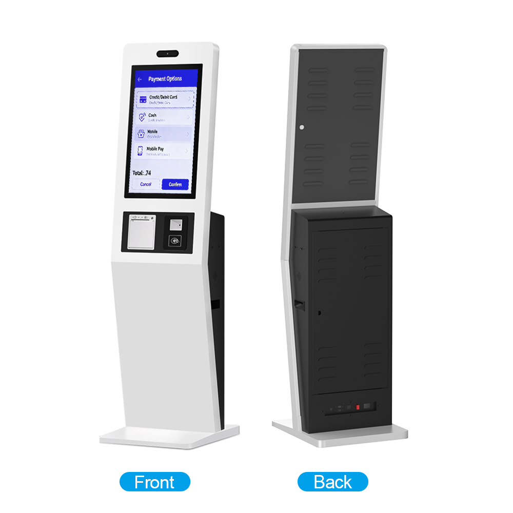 Digital Ordering Kiosk Aluminum POS Terminal for Restaurant With Barcode Reader