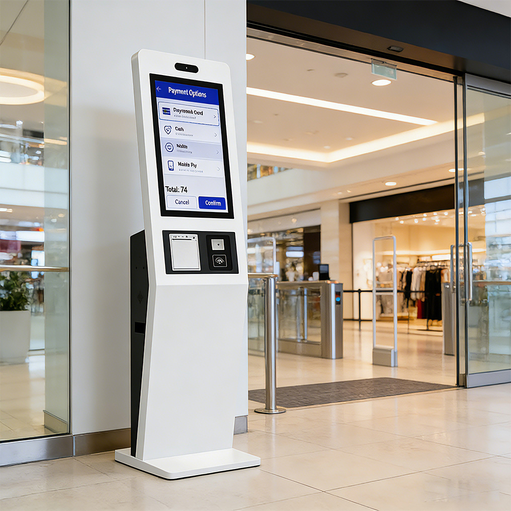 Digital Ordering Kiosk Aluminum POS Terminal for Restaurant With Barcode Reader