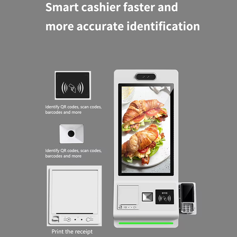 Fast Restaurant Ordering System Desktop Touch Stand Screen Health Kiosk