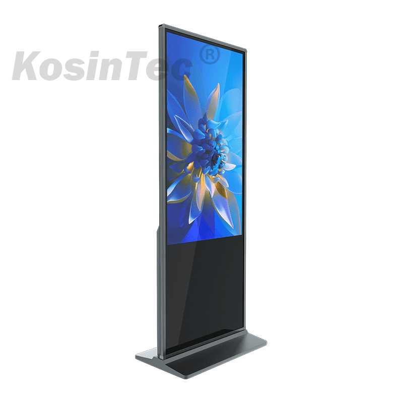 Ultra Slim Digital Advertising Kiosk Sleek Floor Standing Advertising Screen