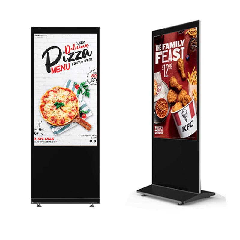 Ultra Slim Digital Advertising Kiosk Sleek Floor Standing Advertising Screen