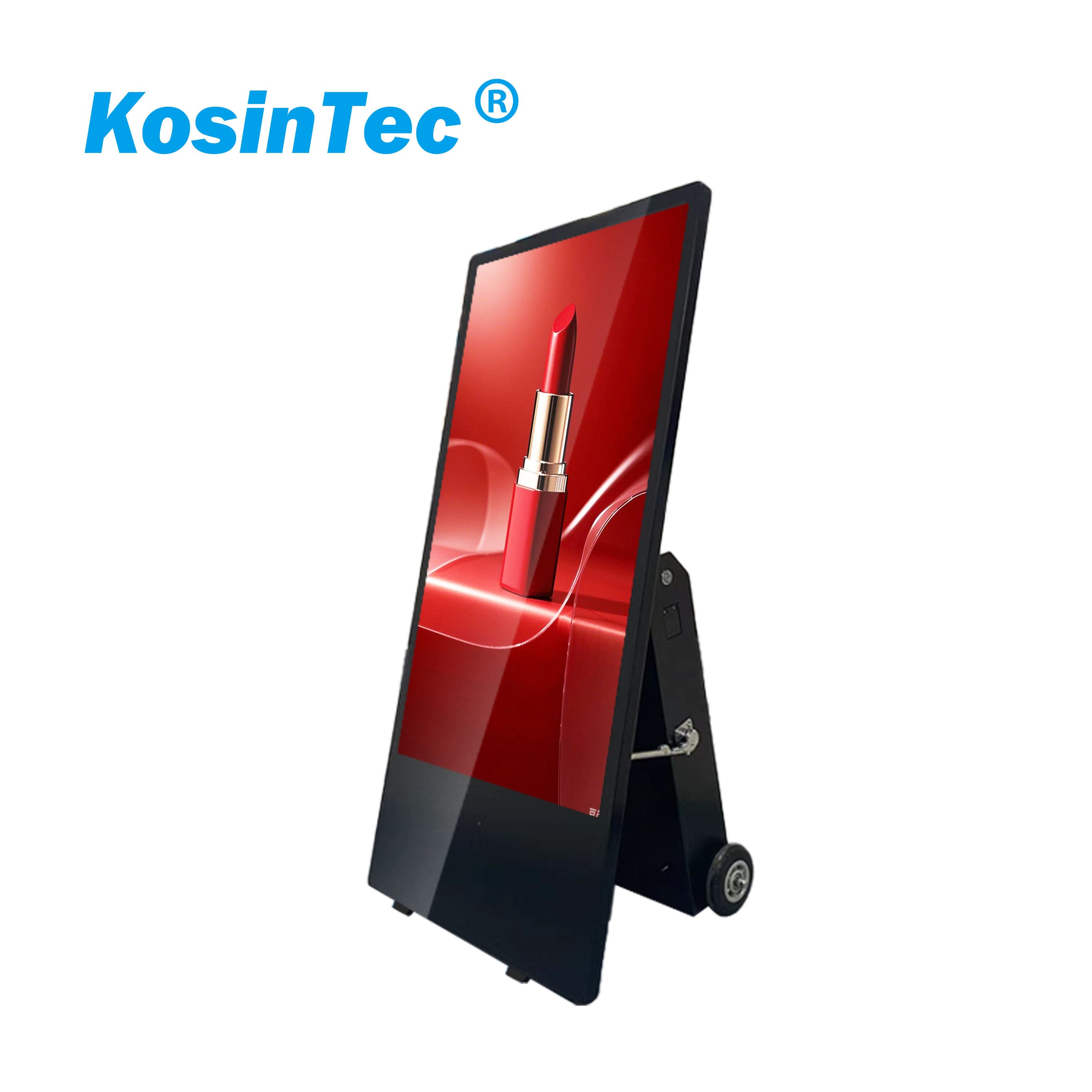 Portable Battery Powered Digital Advertising Kiosk Sunlight Readable Mobile Digital Poster with Wheels