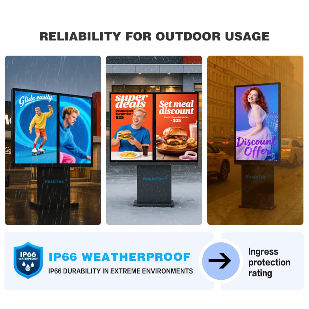 Interactive outdoor digital signage kiosk customizations