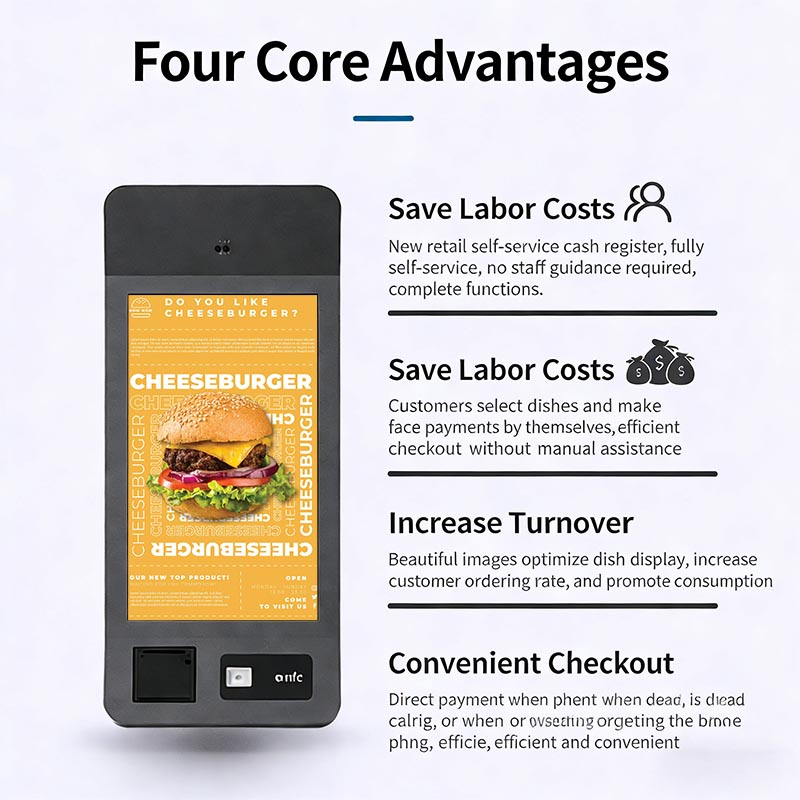 32-inch Self-Service Cash Register Kiosk: Labor Cost Savings, Versatile Payment & Customizable Design for Efficient Retail/F&B Operations