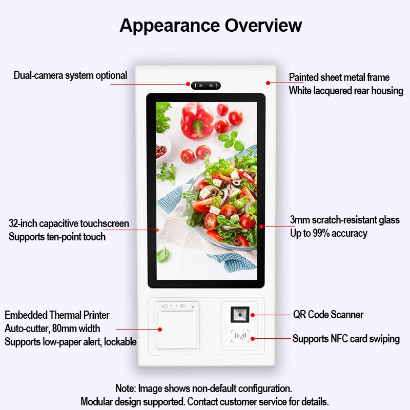 32-inch Modular Self-Service Ordering Kiosk: Customizable Design, Built-in Printer & Multi-Payment Support for F&B/Retail Efficiency