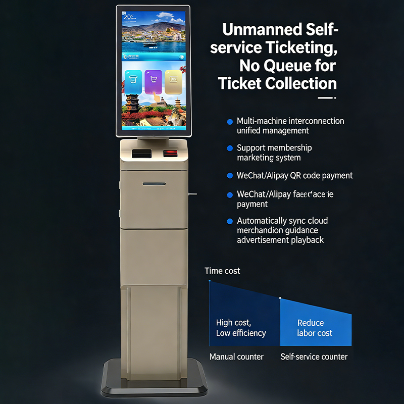 Unmanned Self-Service Ticketing & Checkout Terminal: HD Capacitive Screen, Multi-Payment Support & Cloud Data Sync for Efficient Venue Operations