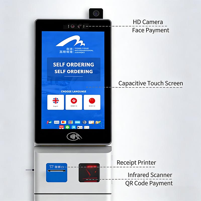 Self-Service Checkout Kiosk: HD Capacitive Screen, Multi-Payment (Face/QR) & Cloud Data Sync for Retail/F&B Operational Efficiency