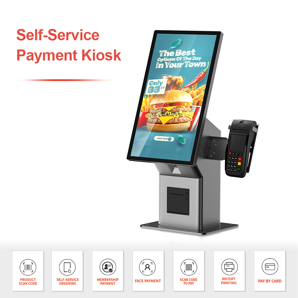 32 Inch Restaurant Self Ordering Kiosk Slim Design 4K Touch Fast Payment